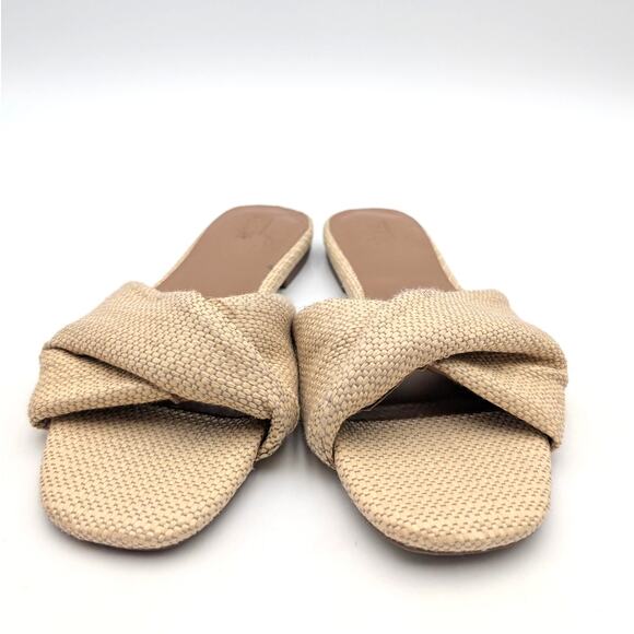 Nordstrom Cerise Faux Leather Weave Slide Sandal Women's Beige Size US7.5M EU38 - Picture 10 of 11